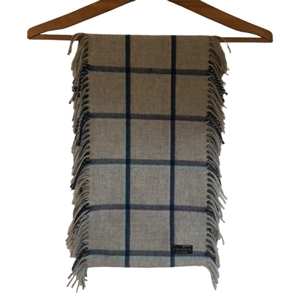 Fraas Feel Cashmink Fringed Infinity Scarf Light Grey Plaid - Picture 6 of 6